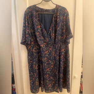 Madewell | Navy Floral Midi Wrap Dress